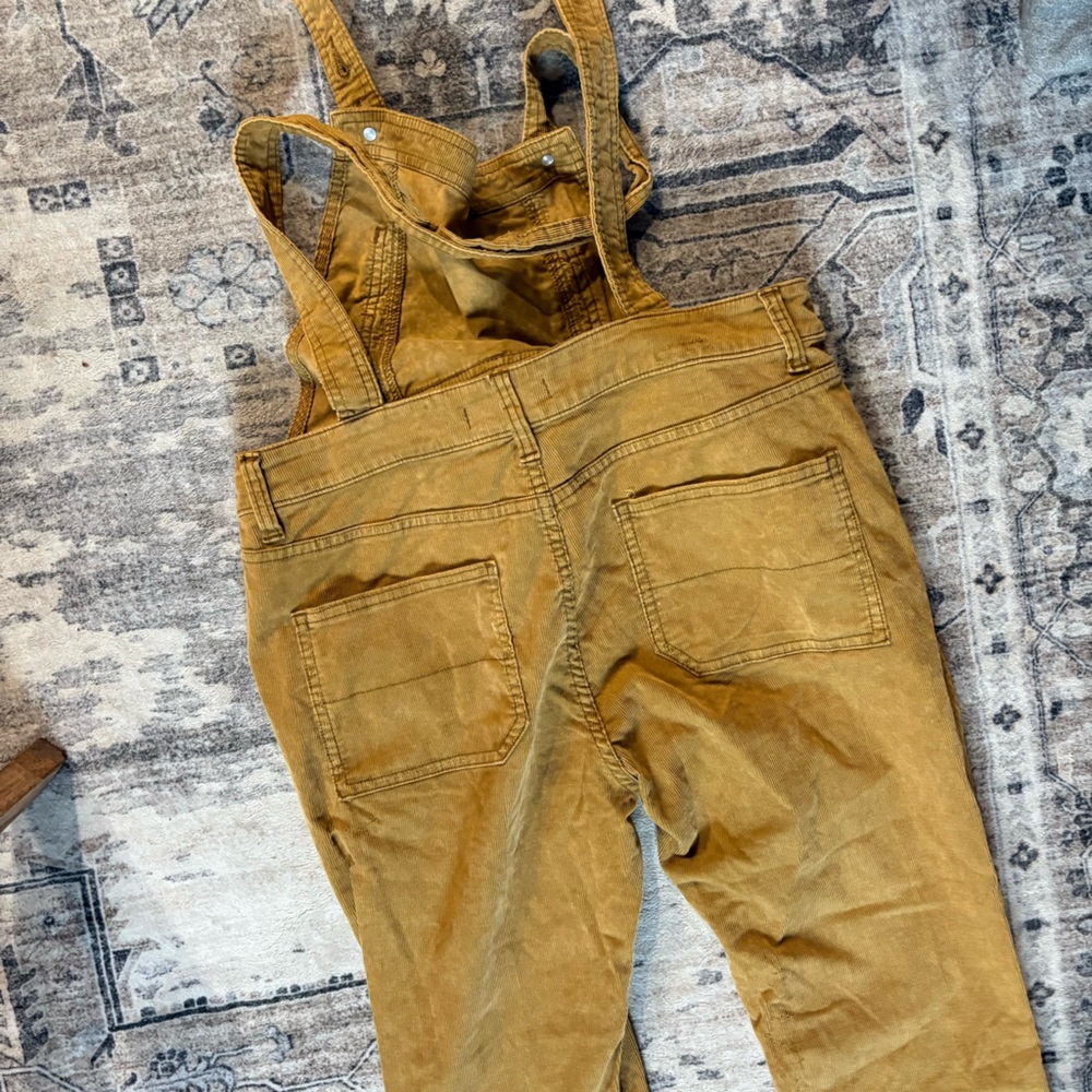 Free People Washed Denim corduroy Overalls In Amber Size 30 - Picture 5 of 10
